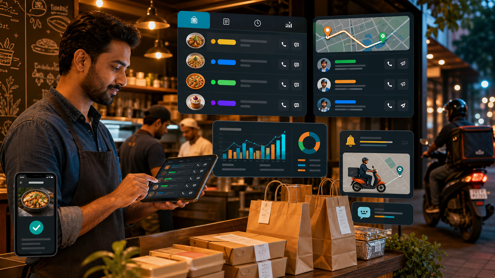Online app orders and delivery management system for local Indian food and retail businesses